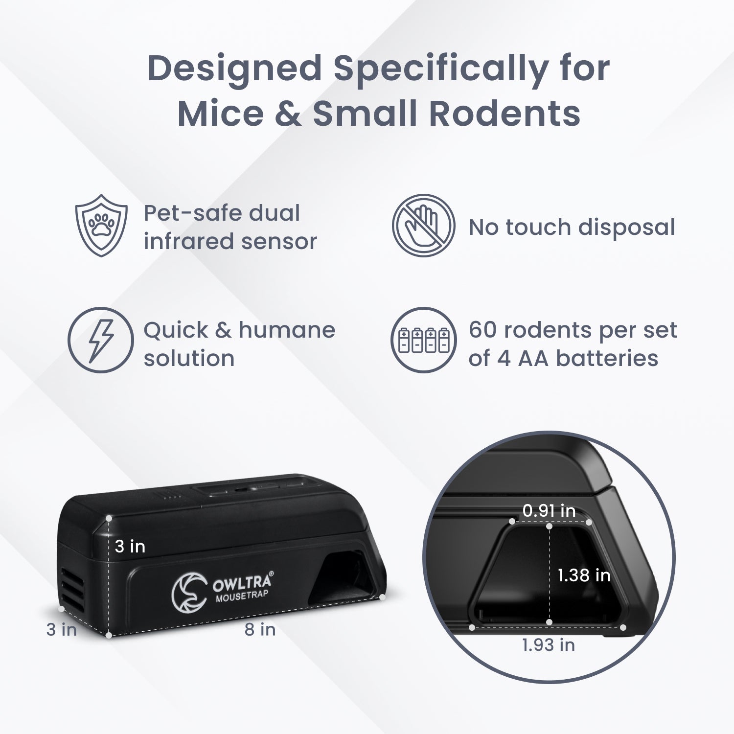 OW2 Indoor Escape-proof Electronic Mouse Trap